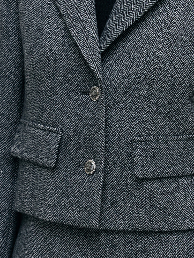 Washable Wool Crop Jacket And Half Skirt Two-piece Set