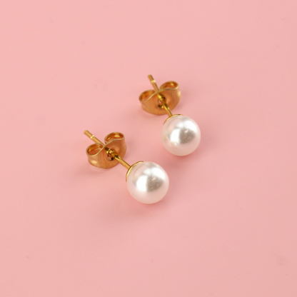 6mm Pearl Stud Earrings (Gold Plated)