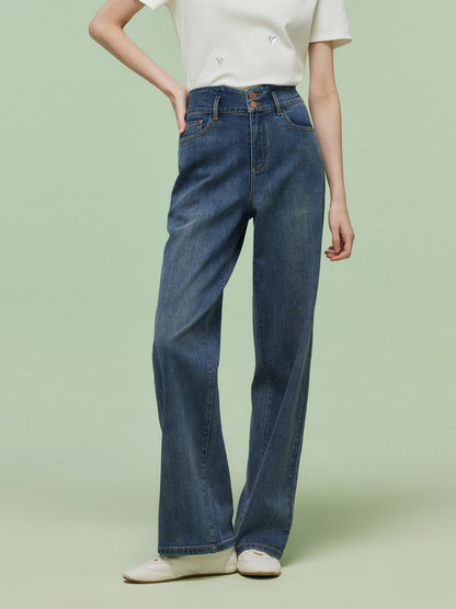 Denim Women High-Waisted Straight Leg Jeans