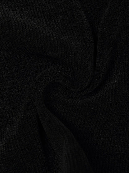 Black Straight Knitted Slit Women Skirt