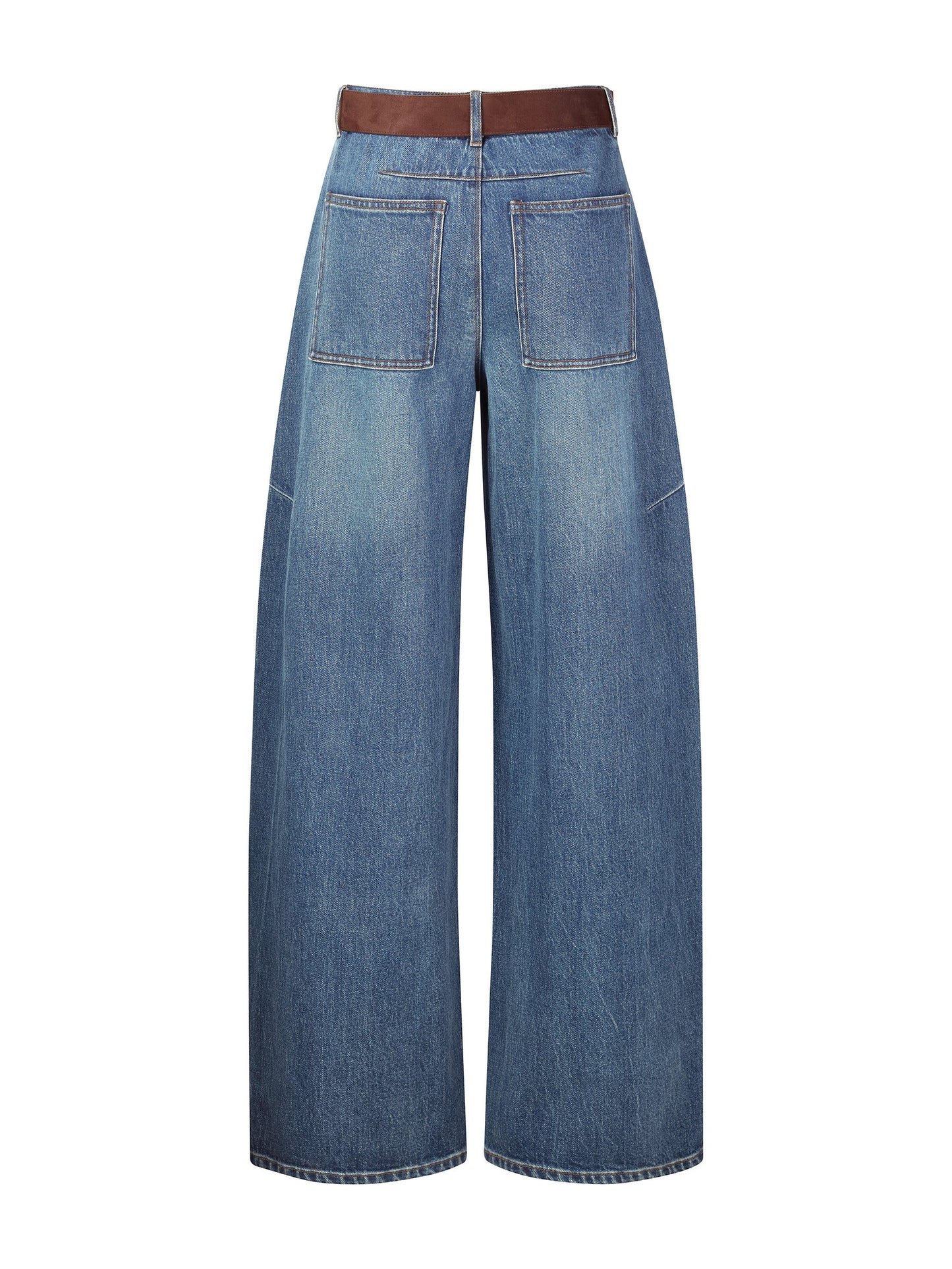 [Preview] Cotton Denim Women Curved Leg Jeans With Belt