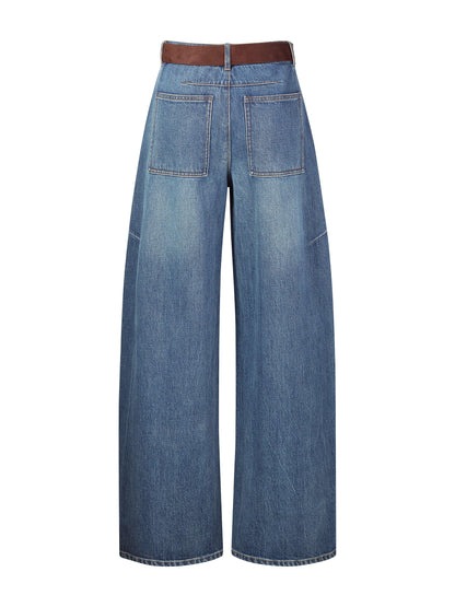 [Preview] Cotton Denim Women Curved Leg Jeans With Belt