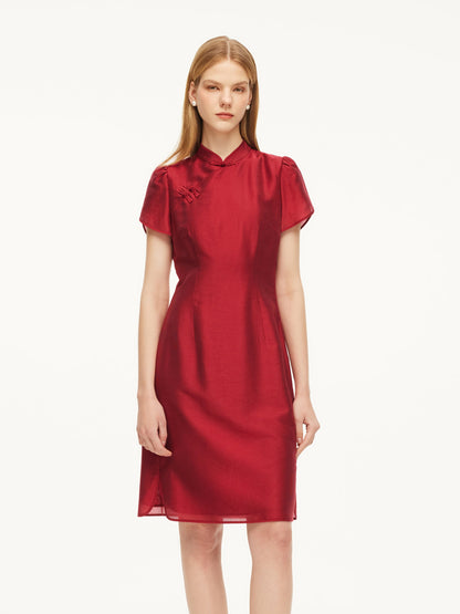 Tencel Blend Women Qipao Mini Dress