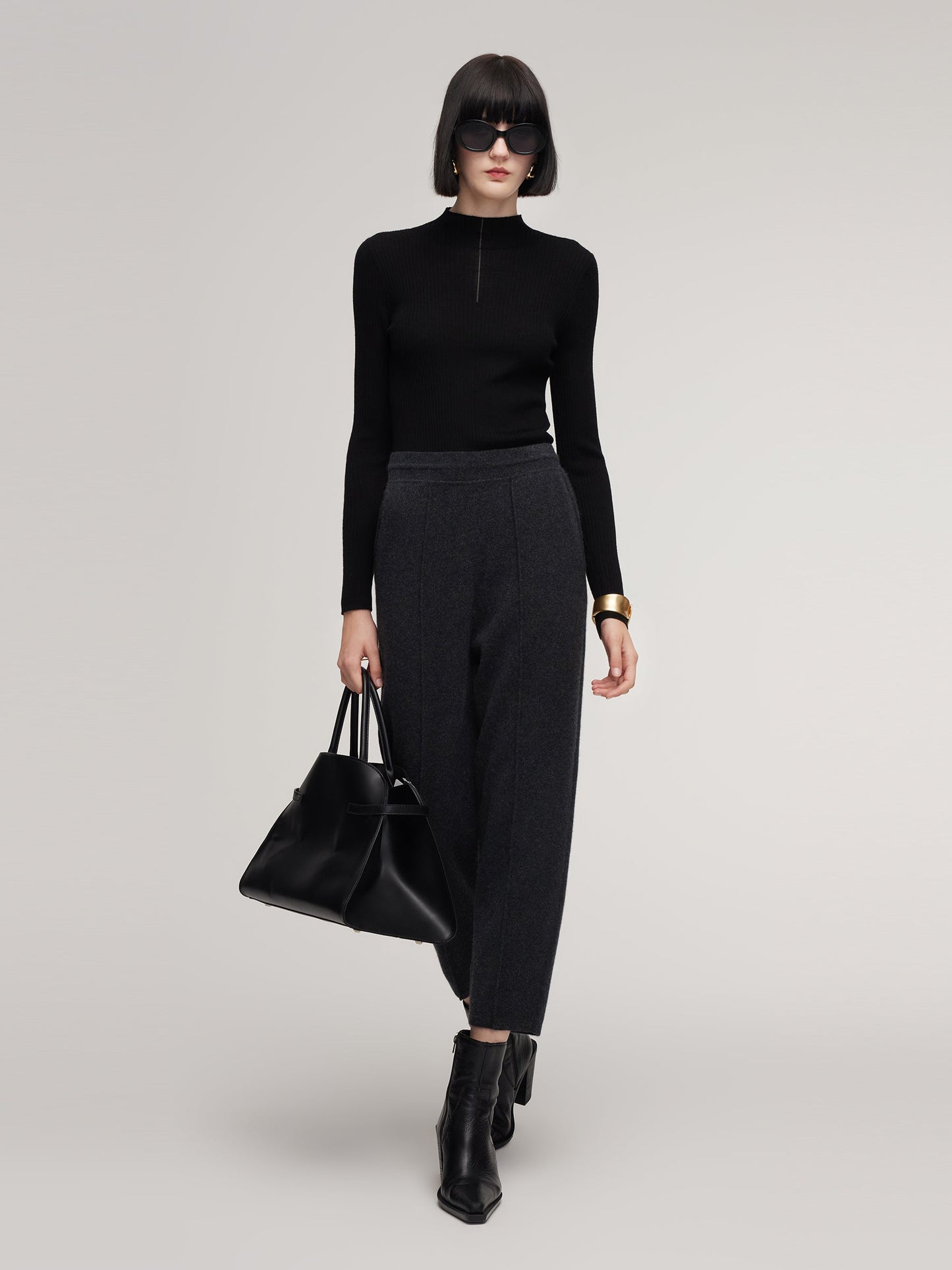 100% Cashmere Women Carrot Fit Pants