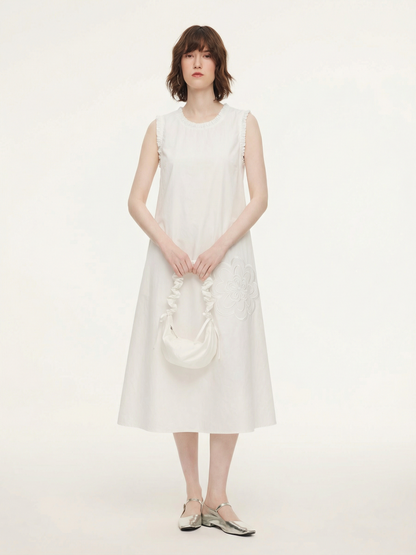 100% Cotton Rope Embroidered Women Sleeveless Maxi Dress