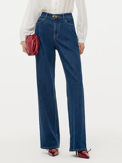 Faux Suede Jacket And Jeans Two-Piece Set