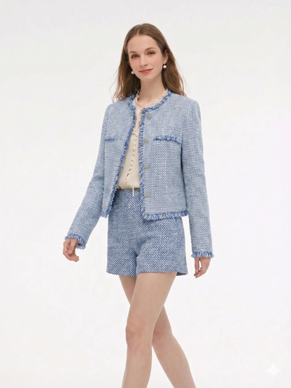 Cotton Blend Tweed A-Line Women Shorts