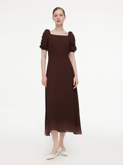 [Preview] 10.5 MM Mulberry Silk Square Neck Women Maxi Dress