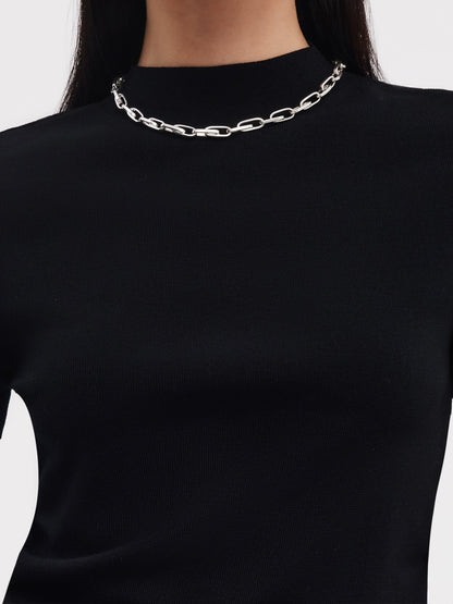 Tencel Acetate Blend Women Side Pleat Knit Top