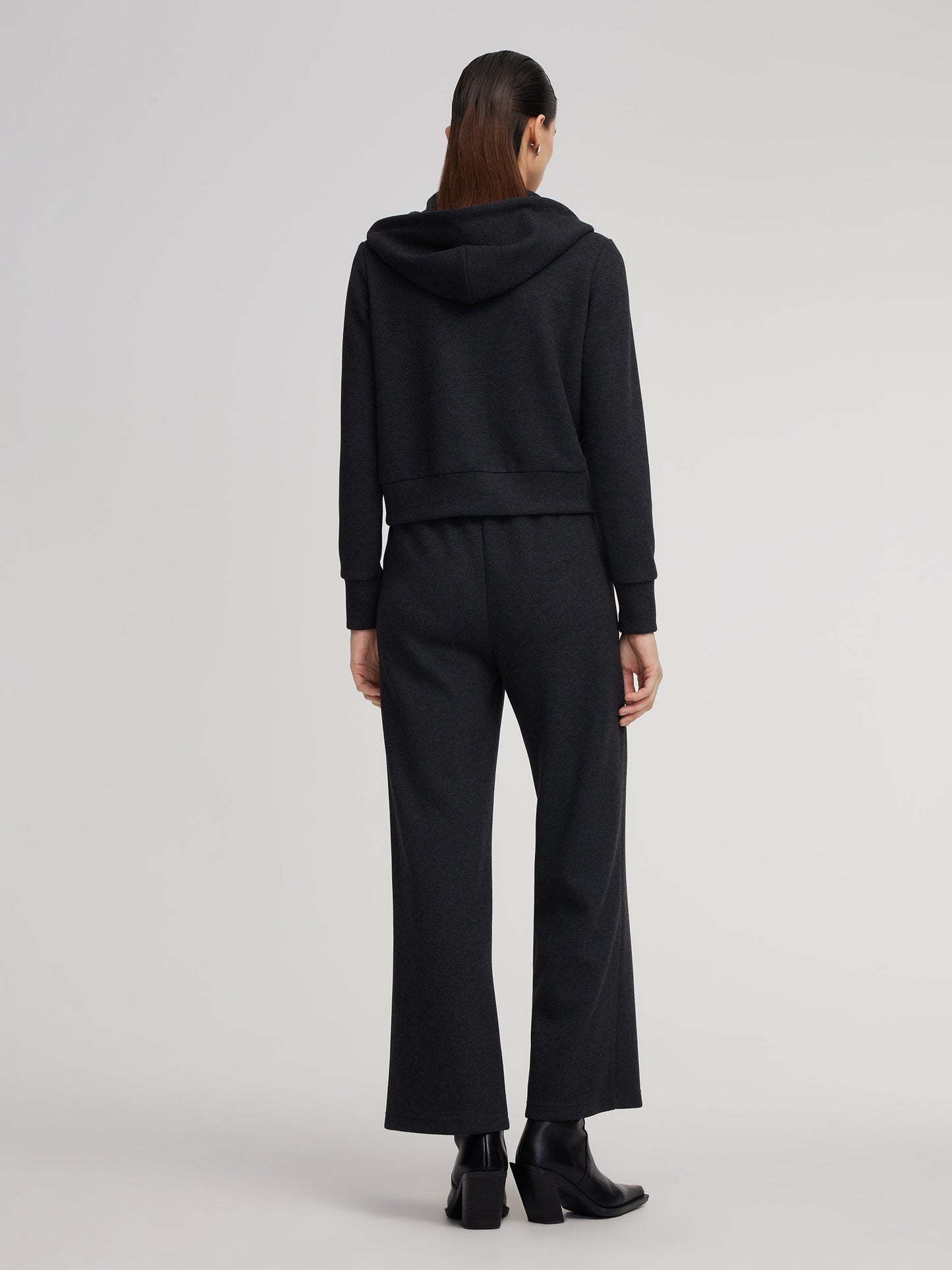 Drawstring Hooded Zip-Up Jacket And Pants Two-Piece Set