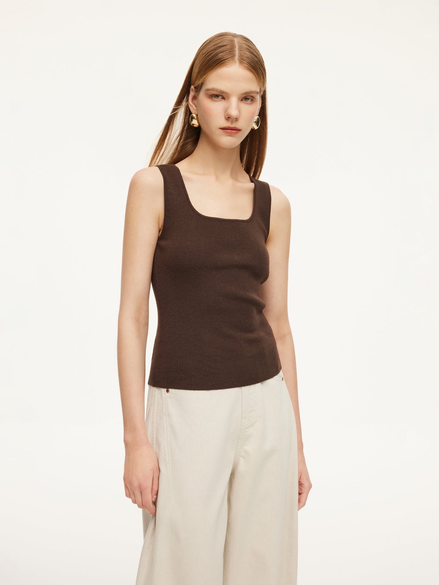Square Neck Women Knit Tank Top