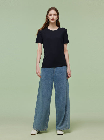 Two-pack (Black & White) Modal Round Neck Unisex T-Shirt