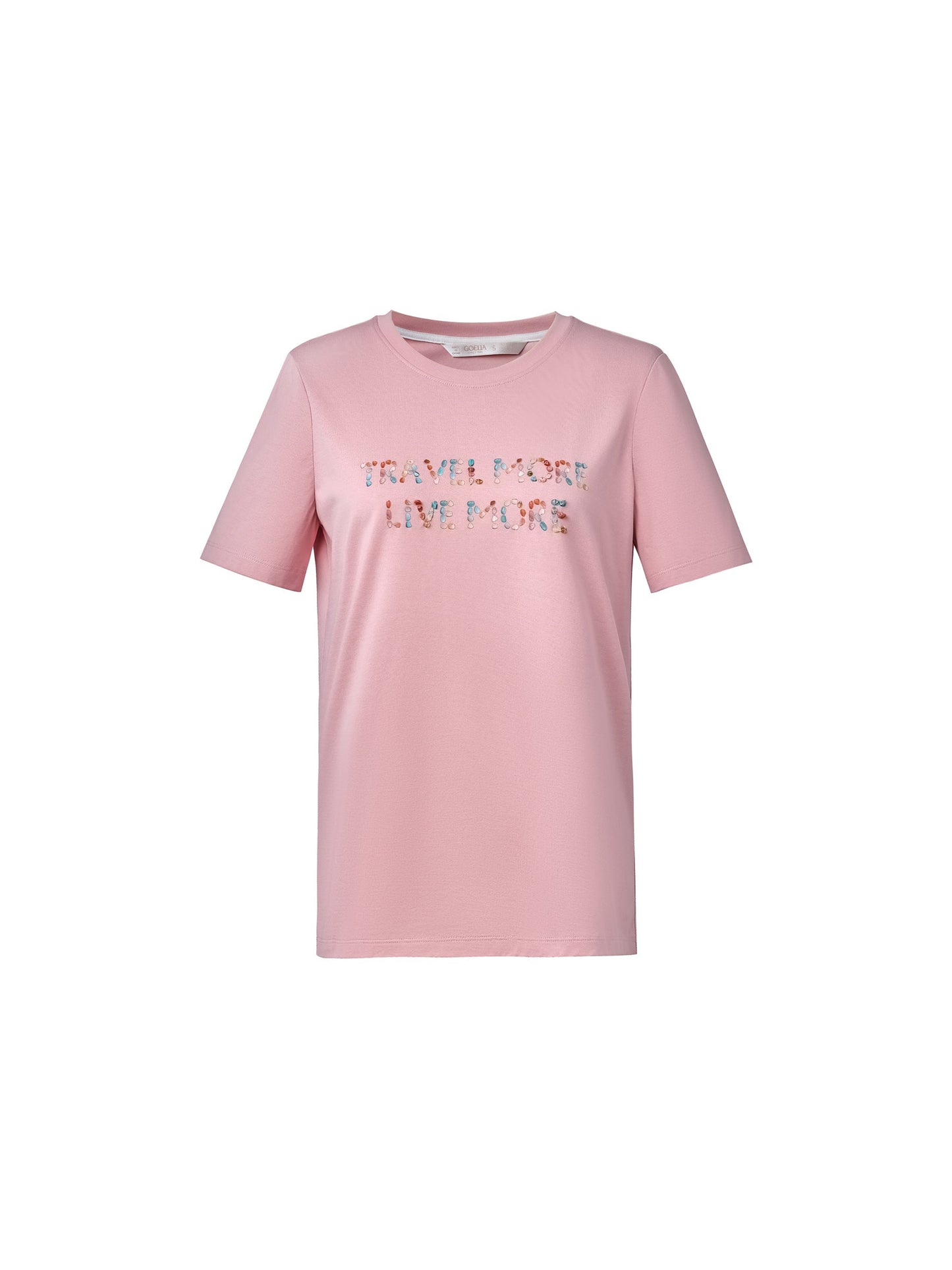 Cotton Beaded Letter Women T-Shirt
