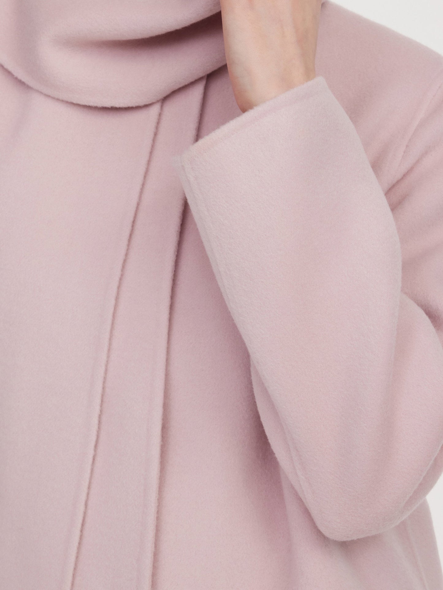 Tencel Wool Blend Double-Faced Women Coat With Fringe Scarf