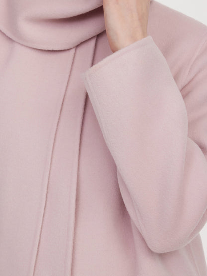 Tencel Wool Blend Double-Faced Women Coat With Fringe Scarf