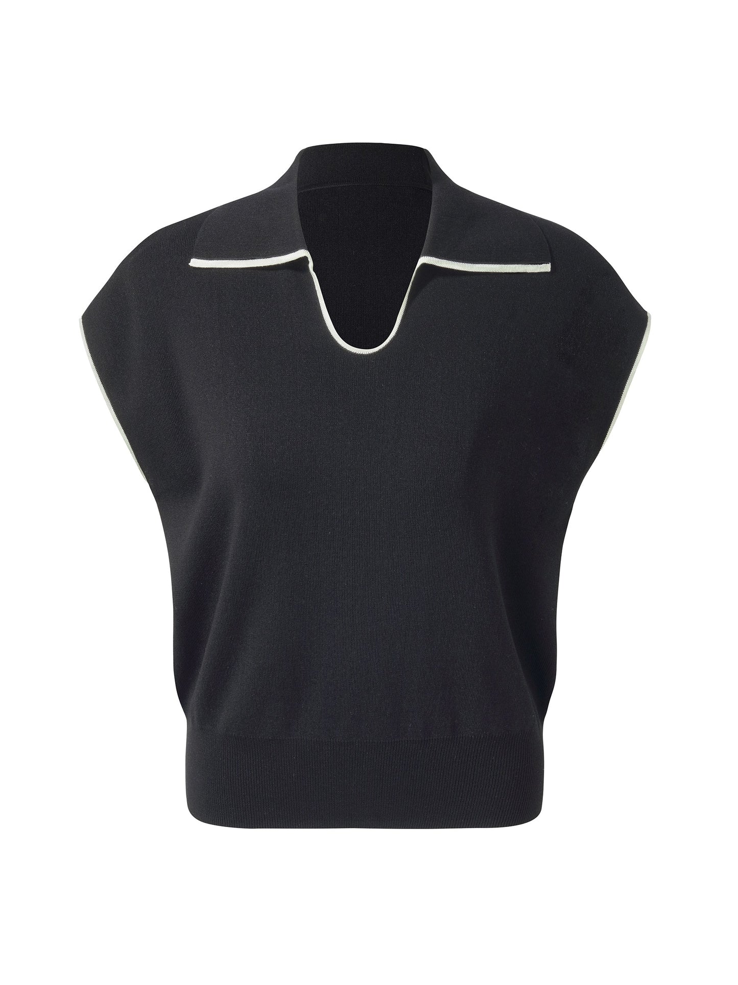 Tencel Blend Contrast Trim Women Knit Top