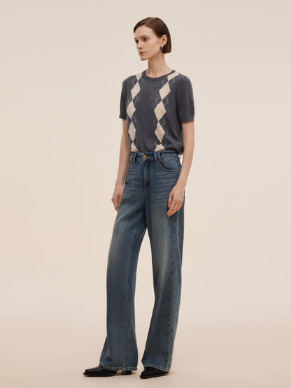 100% Cotton Denim Women Straight Leg Jeans