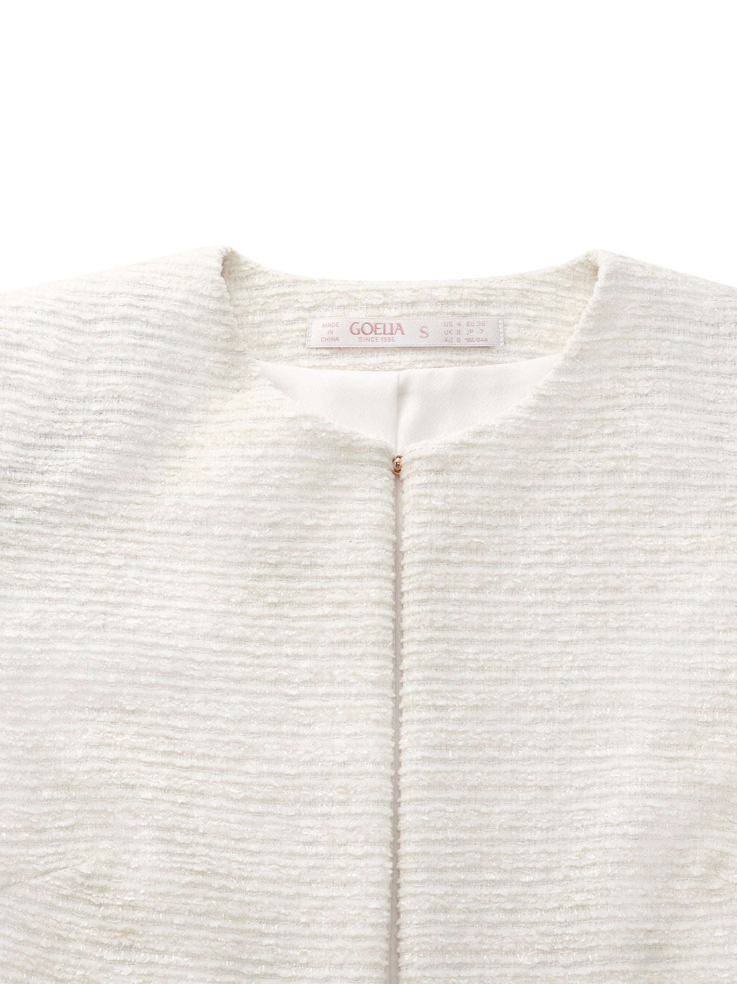Tweed Round Neck Frayed Hem Women Cropped Jacket