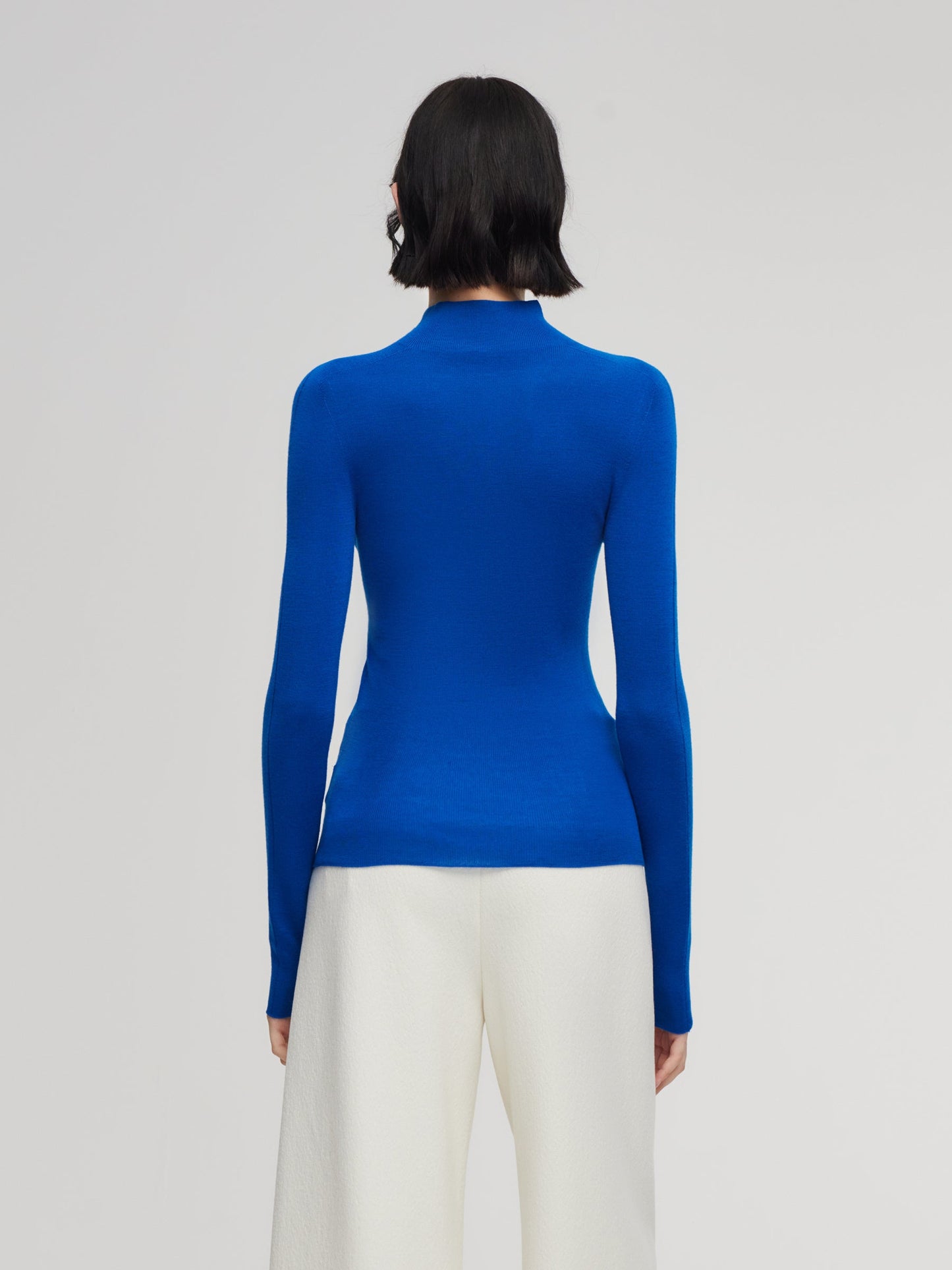 100% Wool Seamless Mock Neck Women Knit Top