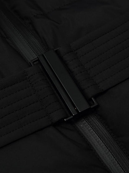 Hooded Long Goose Down Garment With Belt