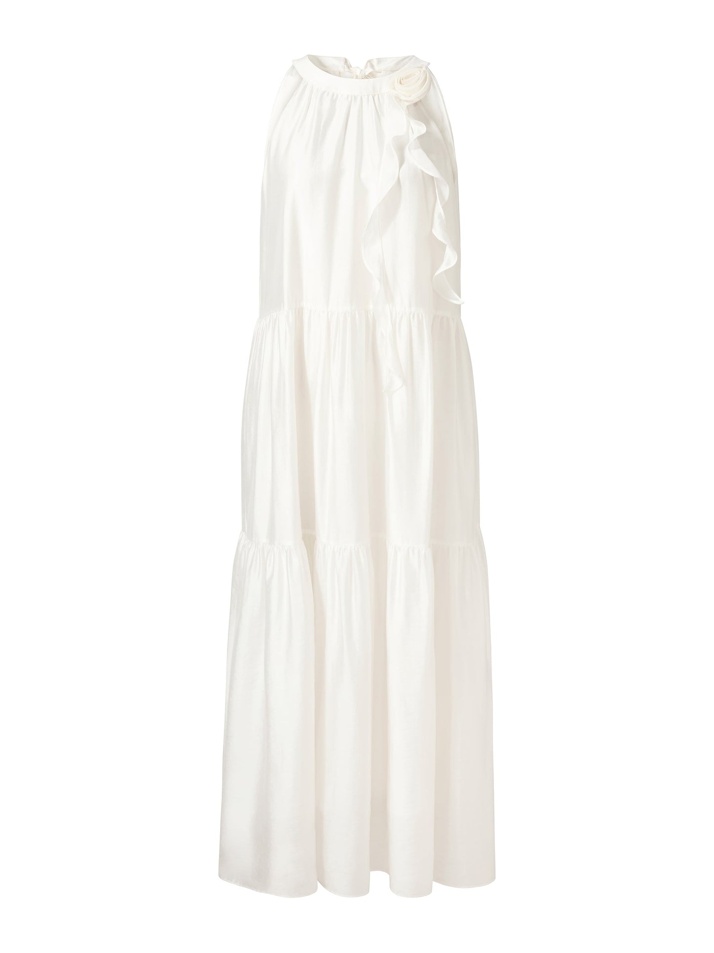 Tencel Blend Halter Maxi Dress With Detachable Flower