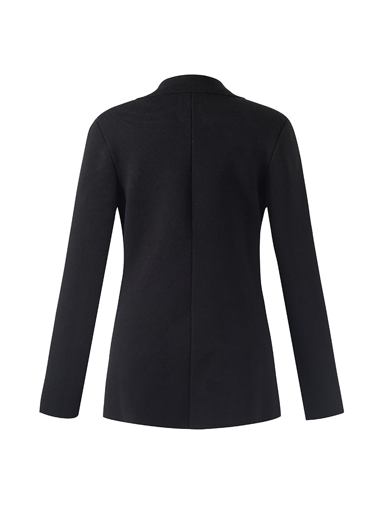 Stretch Lapel Women Knit Blazer