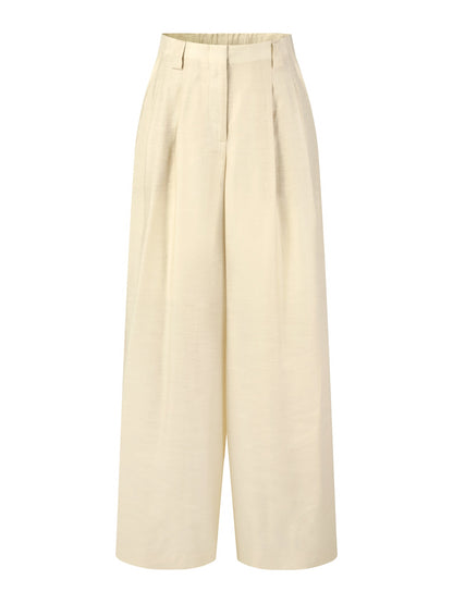 Tencel Acetate Linen Blend Women Straight Leg Pants