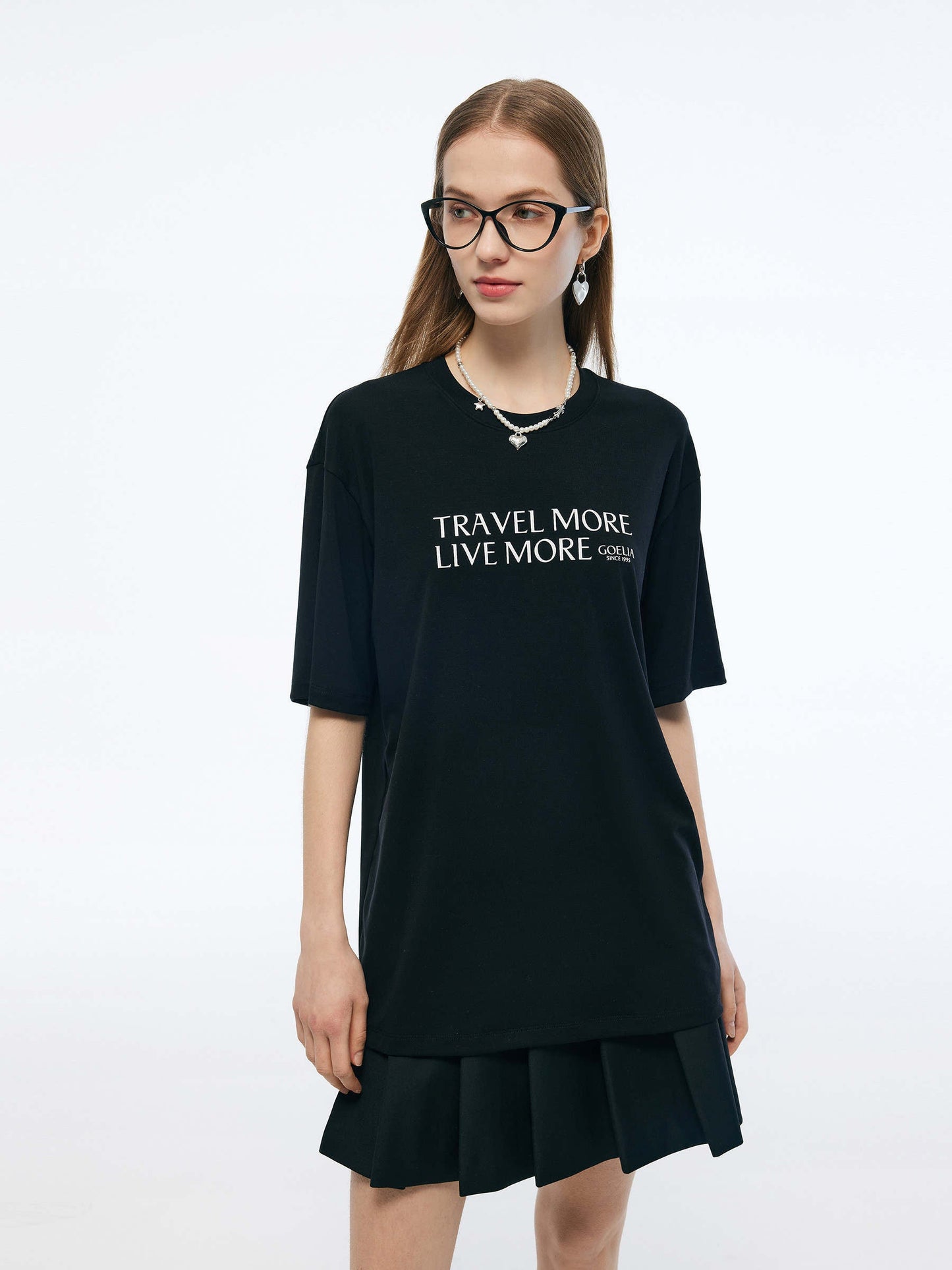 Tencel Blend Letter Print Unisex Loose T-Shirt