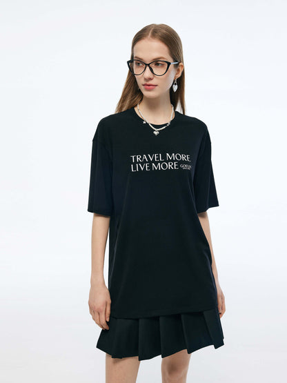 Tencel Blend Letter Print Unisex Loose T-Shirt