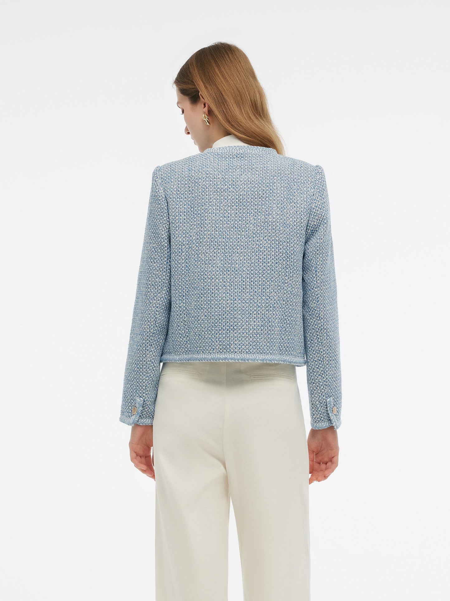 Tweed Round Neck Women Jacket