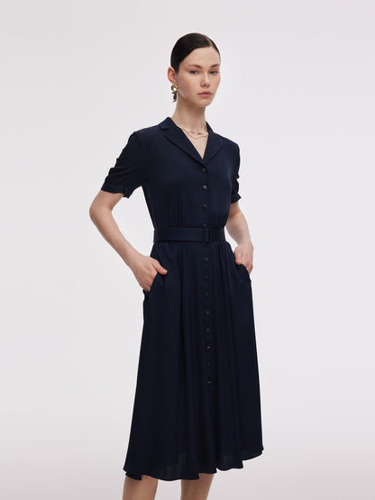 22MM Mulberry Silk Women Midi Dress With Belt