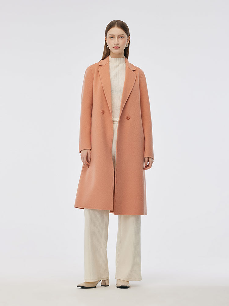 100% Wool Double-Faced Back Slit Women Overcoat