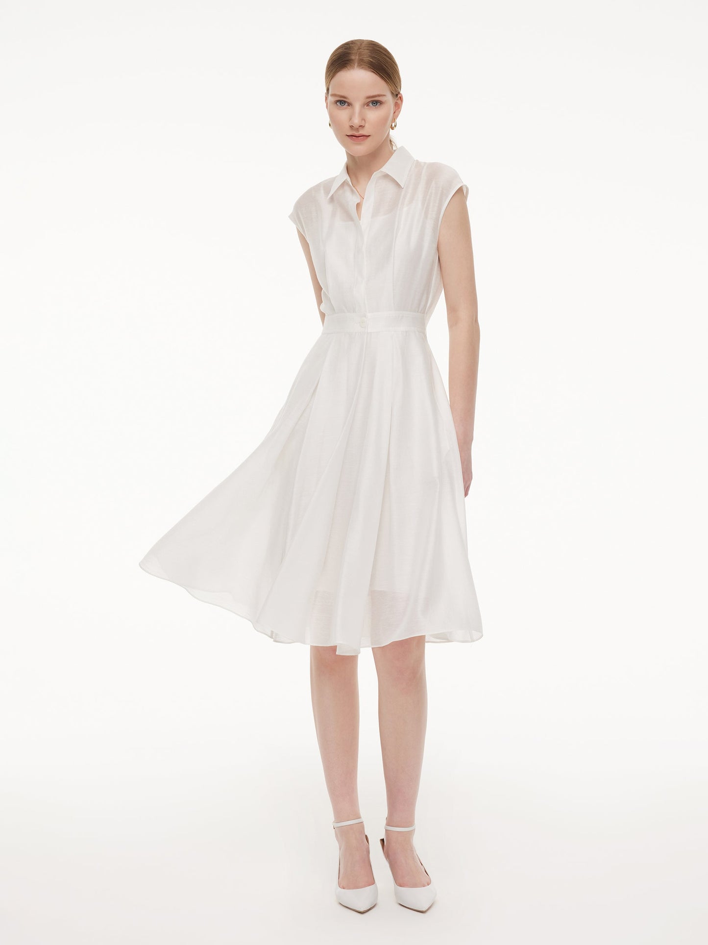 Tencel Acetate Blend Women Midi Shirt Dress