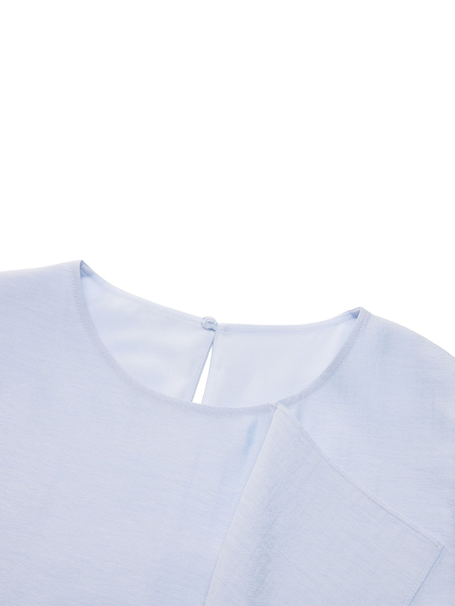 Lyocell Blend Light Blue Ruffle-Detailing Women Tank Top
