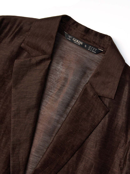 Tencel Linen Blend 3/4 Sleeve Women Blazer