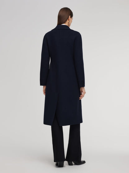 100% Wool Double-Faced Gathered Waist Women Overcoat