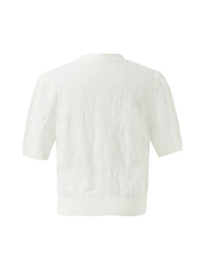 Iris Jacquard Sequins Single-Breasted Knitted Women Cardigan