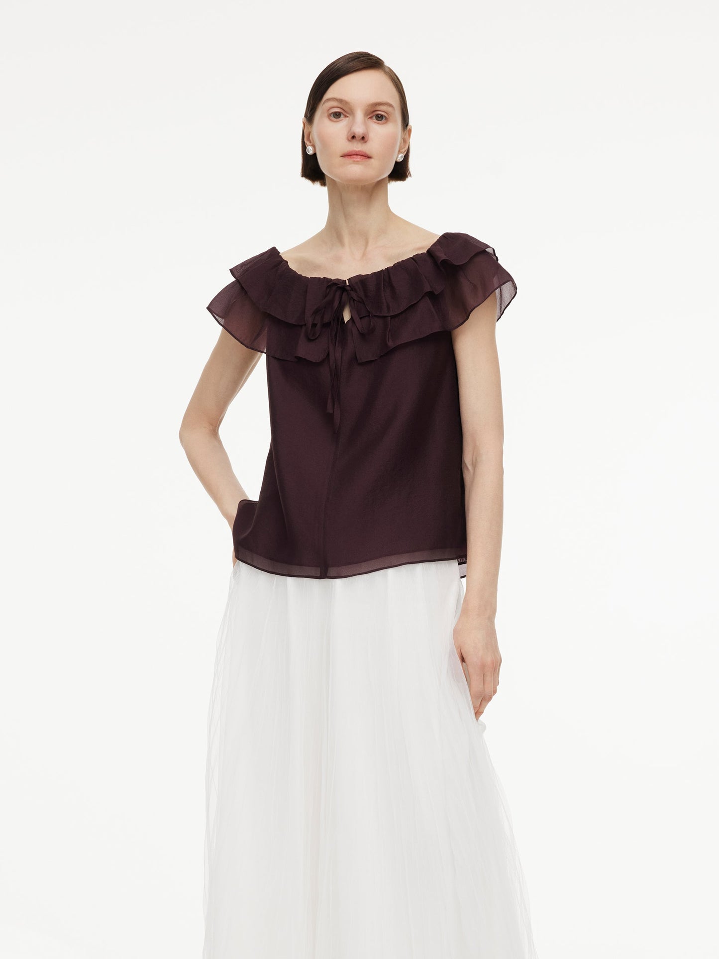 Pre-Order Convertible Ruffle Neck Women Top