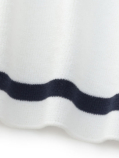 Lyocell Blend Stripe Women Knit Top With Detachable Sailor Collar