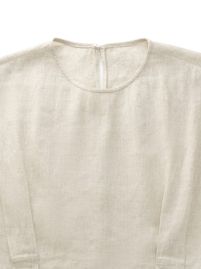 100% Linen Blouse And Pants Two-Piece Set