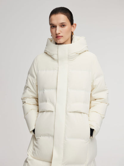 Thermal Tech Back Hooded Unisex Long Goose Down Coat