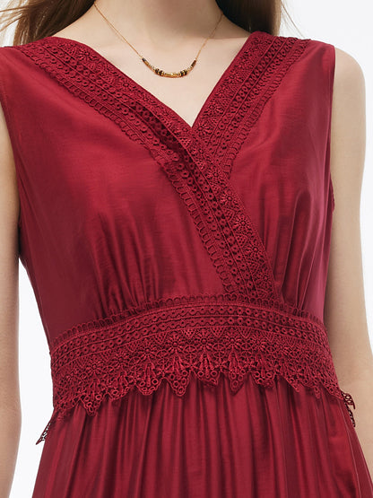 Tencel Lace Trim Women Maxi Vest Dress