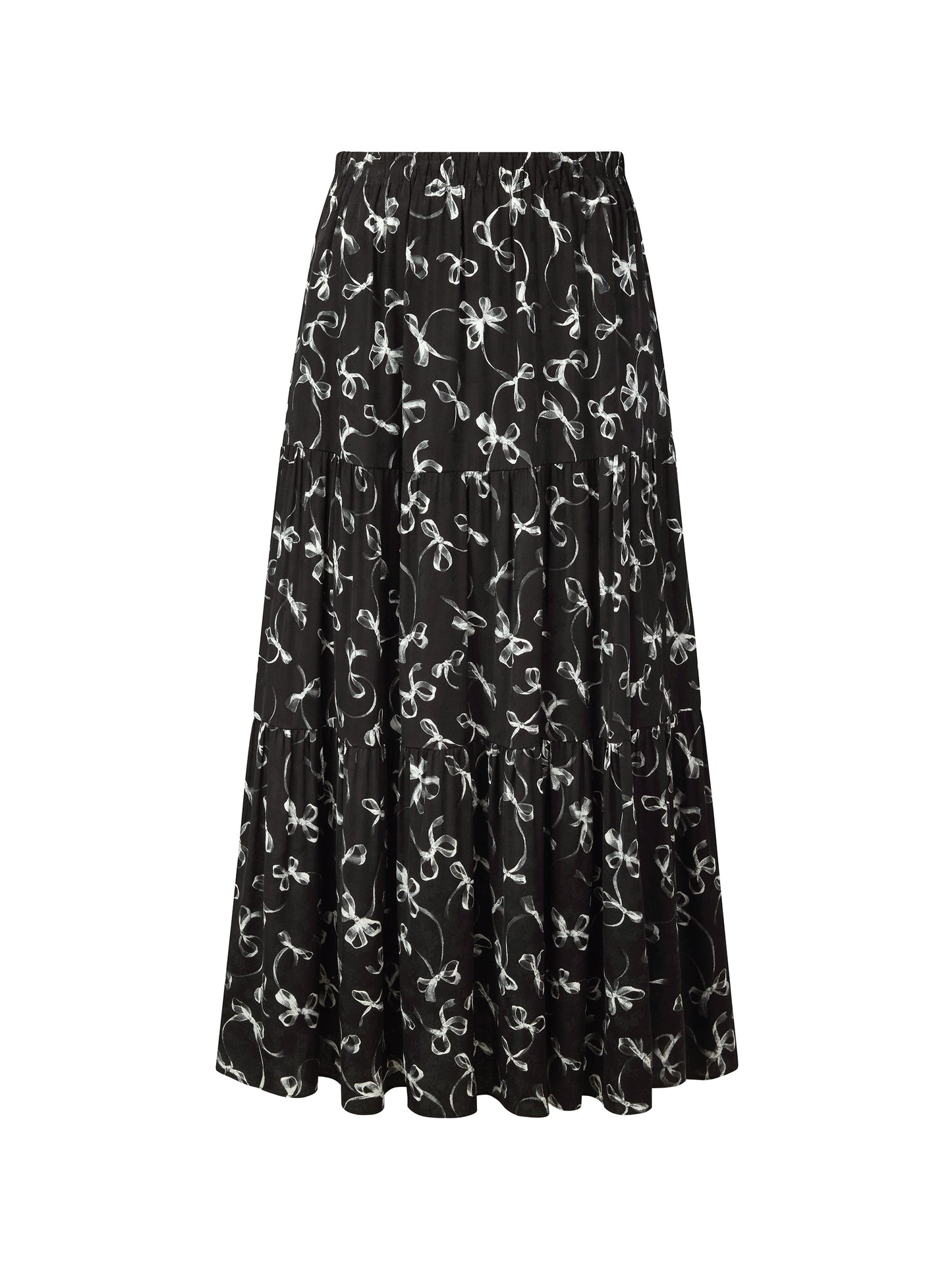 Ribbon Print A-Line Women Skirt