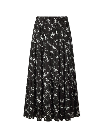 Ribbon Print A-Line Women Skirt