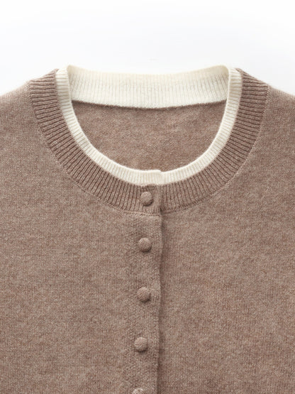 100% Cashmere Faux Two-Piece Women Cardigan