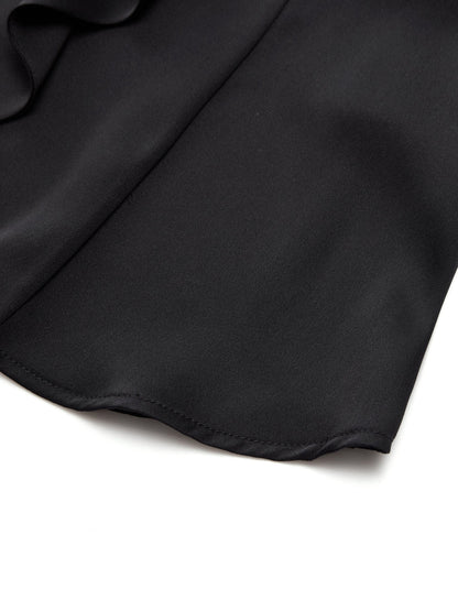 22MM Mulberry Silk Asymmetrical Hem Women Blouse With Ribbon