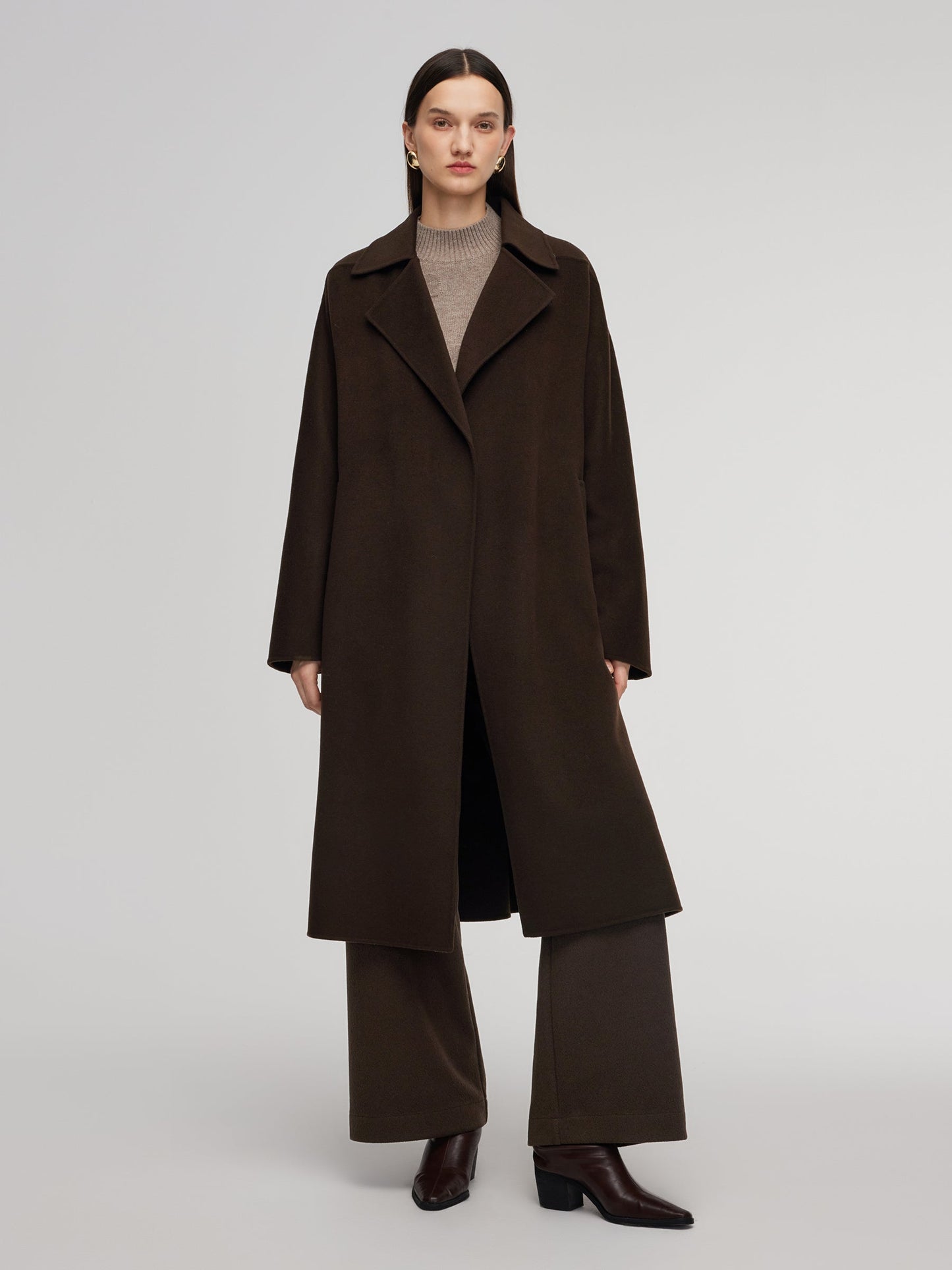 100% Wool Double-Faced Women Wrap Overcoat