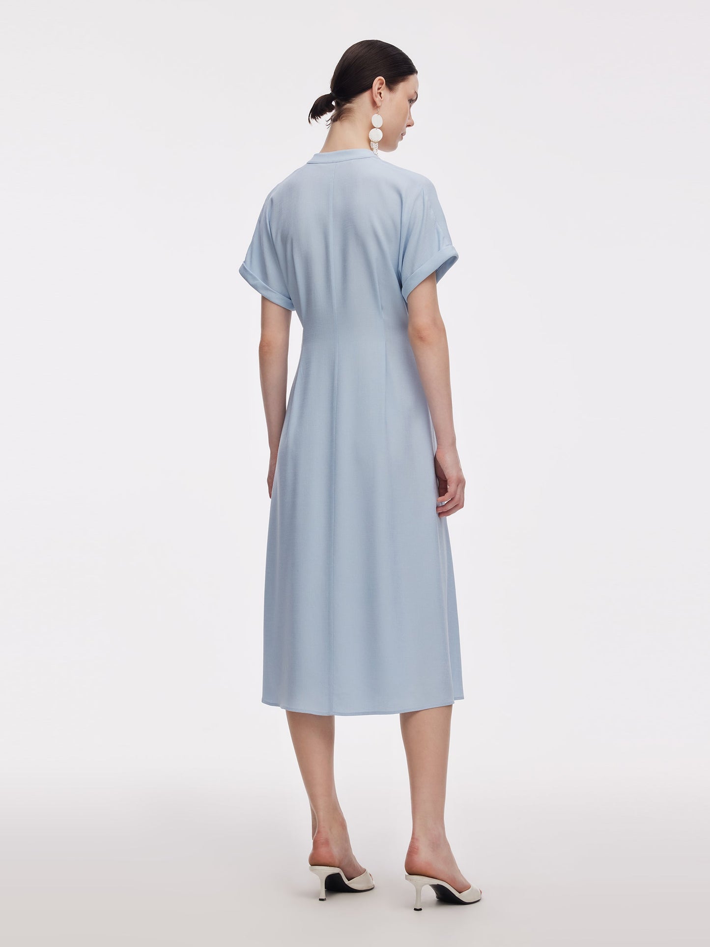 100% Acetate Adjustable Waist Women Midi Dress