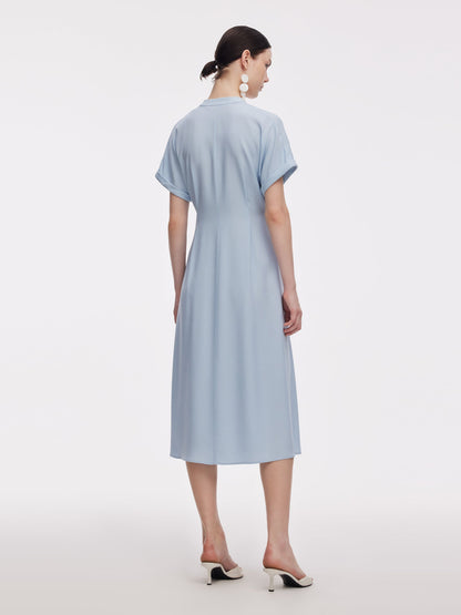 100% Acetate Adjustable Waist Women Midi Dress