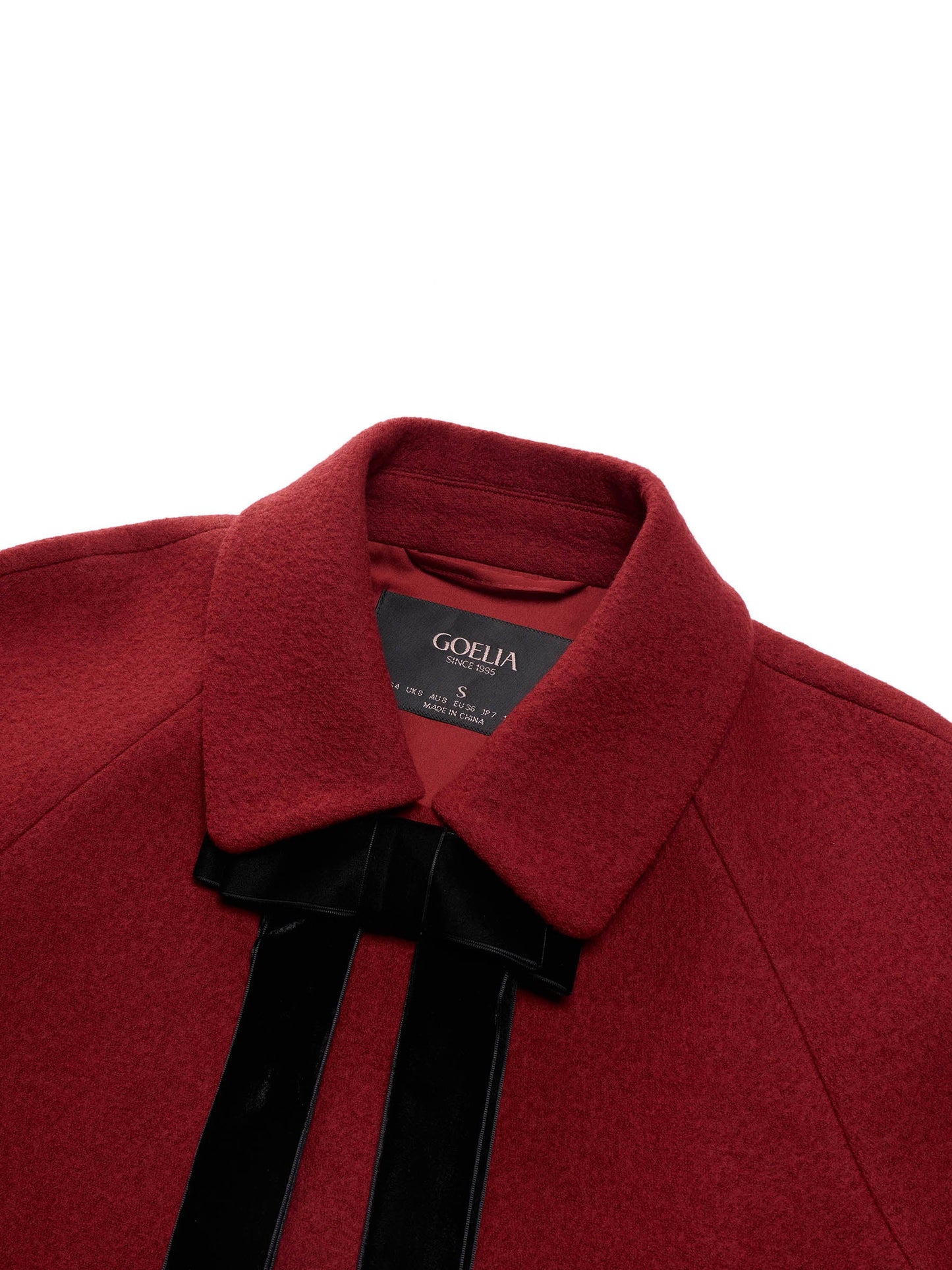 100% Wool Women Coat With Detachable Bowknot